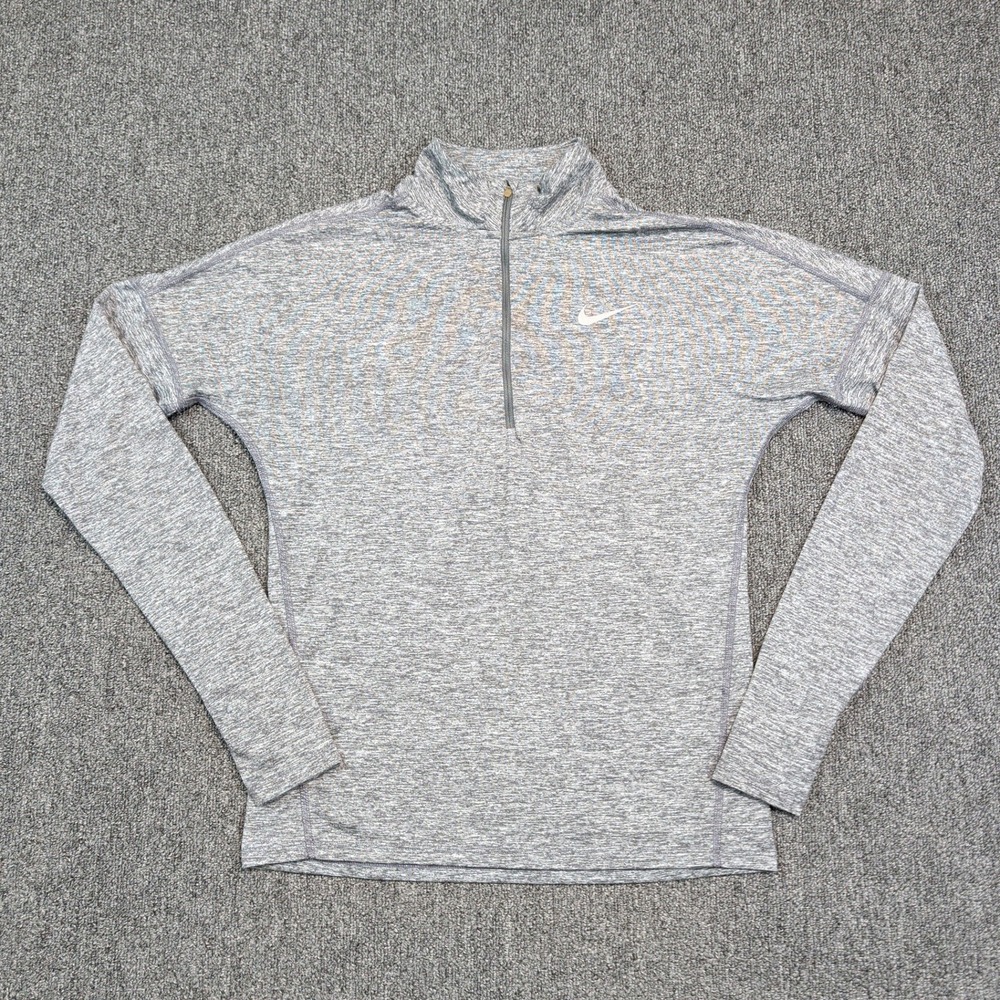 Nike Running XS Gray Heather Dri-FIT Quarter Zip Pullover Long Sleeve Thumbholes